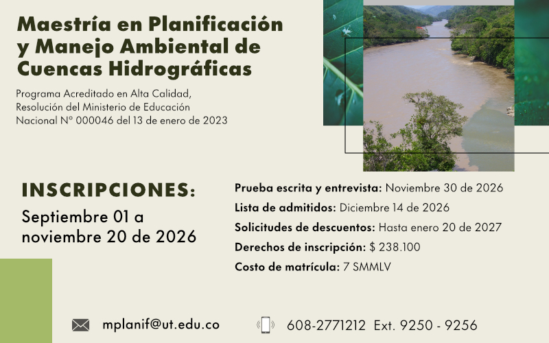 Inscripciones  Doctorado en Planificación Ambiental Manejo de Cuencas Hidrográficas